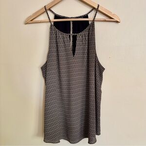 RW&CO.| Black/White/Gold Geometric Keyhole Camisole Blouse Sz L